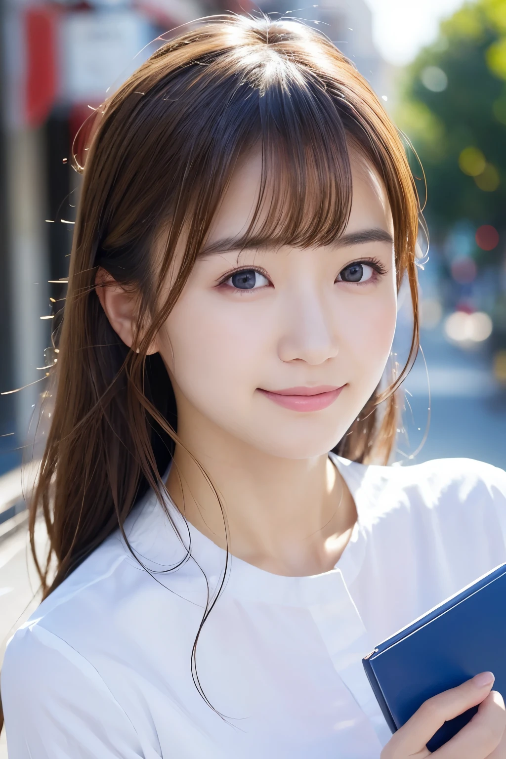 You are a professional photographer。masterpiece、8K、Highest quality, Soft Light, Ultra-high resolution, (Realistic:1.4), RAW Photos,24 years old, 1 Japanese, alone, cute、(pupil, Light in your eyes), Beautiful face in every detail, (Small box),(High resolution detail of human skin texture)、Postman 、Wear a post office uniform、post office,(Portraiture)