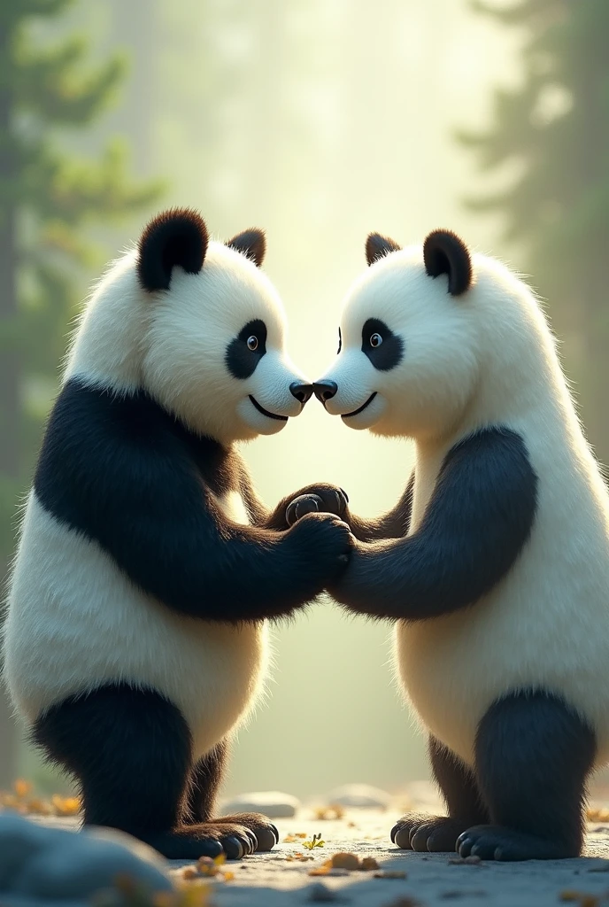 Panda and Polar bear joining hands