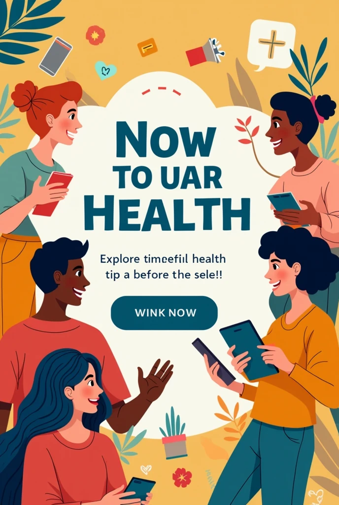 Create a vibrant, engaging image with a call-to-action. Include text like "Which health tip will you try first?" and "Like and subscribe for more health content!" Use icons for likes, comments, and subscriptions, with bright colors and a friendly tone.