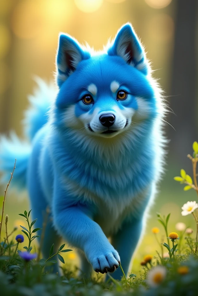 A dog with blue fur