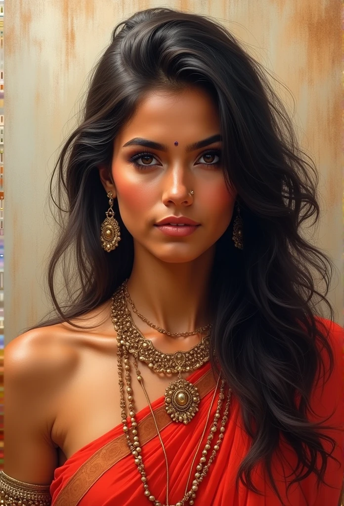 ((speedpaint) +++ Retrato de uma mulher, Indian ,pintura com faca de paleta, estilo impressionista, Brushstroke technique, Great strokes