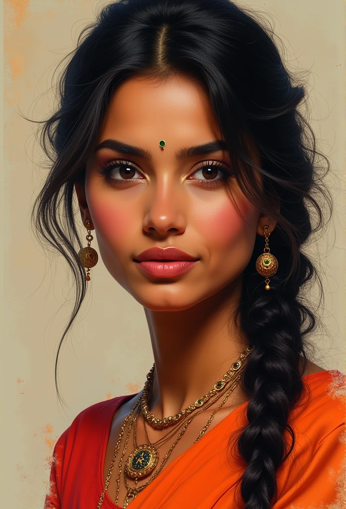 ((speedpaint) +++ Retrato de uma mulher, Indian ,pintura com faca de paleta, estilo impressionista, Brushstroke technique, Great strokes