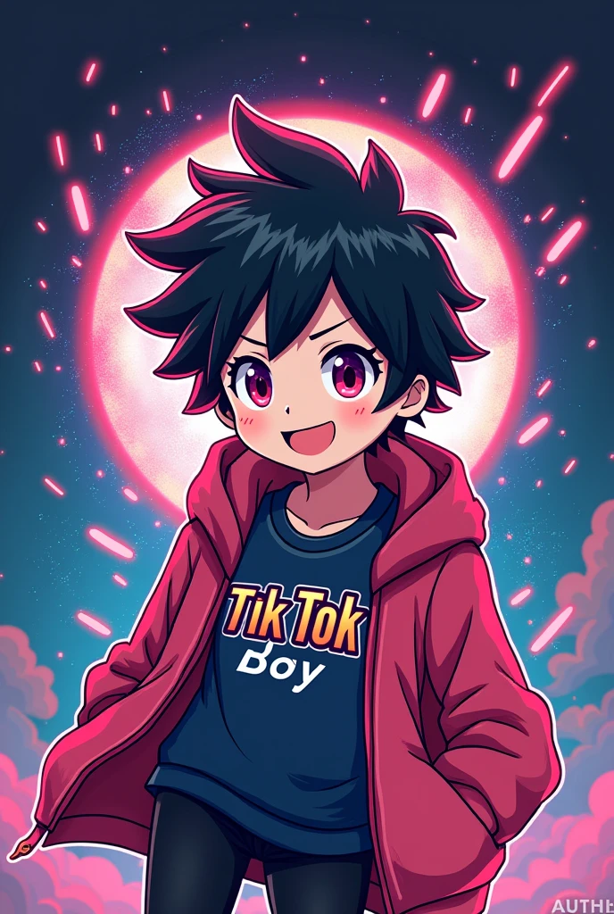 Make a tiktok logo I'm a anime content creator my profile name anime world boy