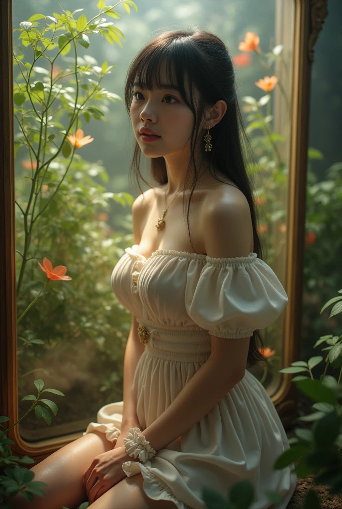 {{{{{3,318 trillion pixels high resolution, nsfw, Realistic scenery and lovely girl, A full whipped deep cleavage rapidly emerged, thicken the lips look pretty, Boobs are fluffy and bouncy, Tits that get rounder bigger her deep tight cleavage}}}}},{{{{{A neat girl who stands on her knees and opens her crotch traces her crotch with her fingertips and with a moan experiences her first climax and becomes a little more mature and innocent masturbator, It's too clean to see her enter her own world as she climaxes, moaning loudly and masturbating as she climaxes again and again, The moment when the eyes of the heroine's girl are replaced with kaleidoscopic irises, magical in a romantic Cylindrical crystal herbarium showcase filled with oil, Herbarium-soaked her tits become so plump that they break the blouse of an even smaller-sized girl and her hair grows longer and sexier while she still looks like a girl, Cuteness preserved forever shining in exchange for life from her, wearing cute ribbon blouse and skirt, frills scrunchie on her wrist, her beautiful slender underbust, slender curvy cute waistline, an lewd fetish for lips and necks and waistlines, her clearer nip line from underbust to hips, gloomy straight wig, thick vivid lips}}}}},{{Extremely detailed}},{{{{{heroine girl's Sexually unused body with pure and innocent aura}}}}}
