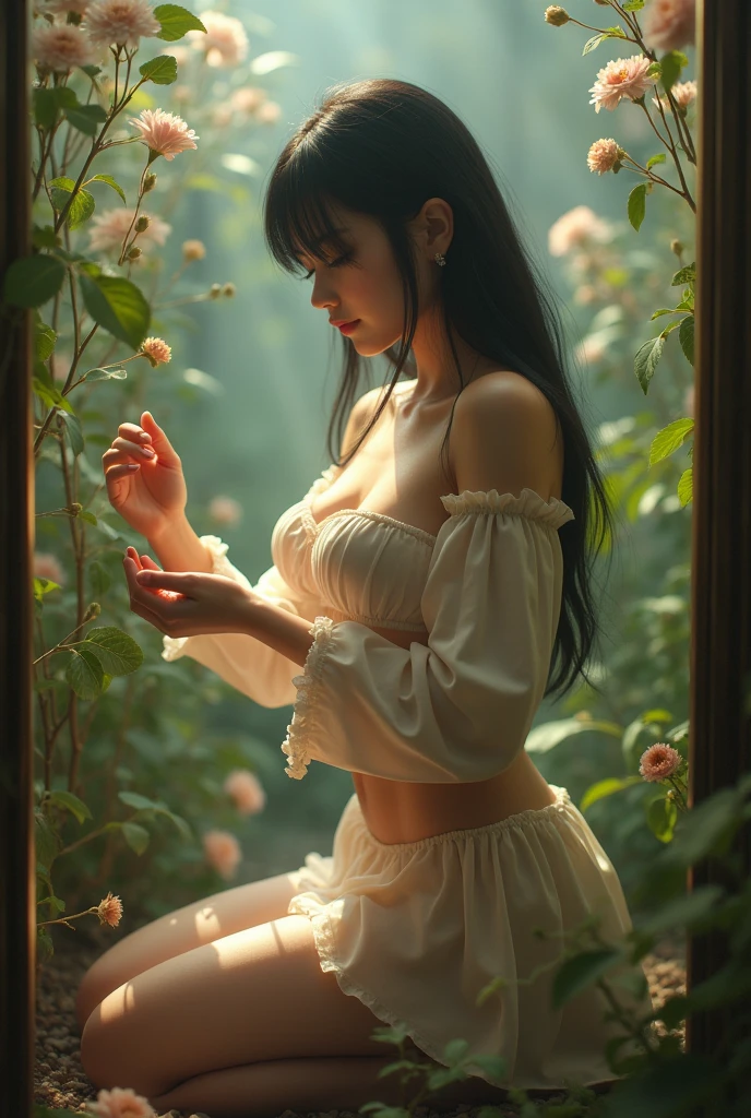{{{{{3,318 trillion pixels high resolution, nsfw, Realistic scenery and lovely girl who is moaning madly as she masturbates with her fingers in her cunt for the first time, A full whipped deep cleavage rapidly emerged, thicken the lips look pretty, Boobs are fluffy and bouncy, Tits that get rounder bigger her deep tight cleavage}}}}},{{{{{Her pubic hair thick, A neat girl who stands on her knees and opens her crotch traces her crotch with her fingertips and with a moan experiences her first climax and becomes a little more mature and innocent masturbator, It's too clean and innocent to see her go into her own world nipples out mouth open panting and masturbating as she climaxes over and over again, The moment when the eyes of the heroine's girl are replaced with kaleidoscopic irises, magical in a romantic Cylindrical crystal herbarium showcase filled with oil, Herbarium-soaked her tits become so plump that they break the blouse of an even smaller-sized girl and her hair grows longer and sexier while she still looks like a girl, Cuteness preserved forever shining in exchange for life from her, wearing cute ribbon blouse and skirt, frills scrunchie on her wrist, her beautiful slender underbust, slender curvy cute waistline, an lewd fetish for lips and necks and waistlines, her clearer nip line from underbust to hips, gloomy straight wig, thick vivid lips}}}}},{{Extremely detailed}},{{{{{heroine girl's Sexually unused body with pure and innocent aura}}}}}