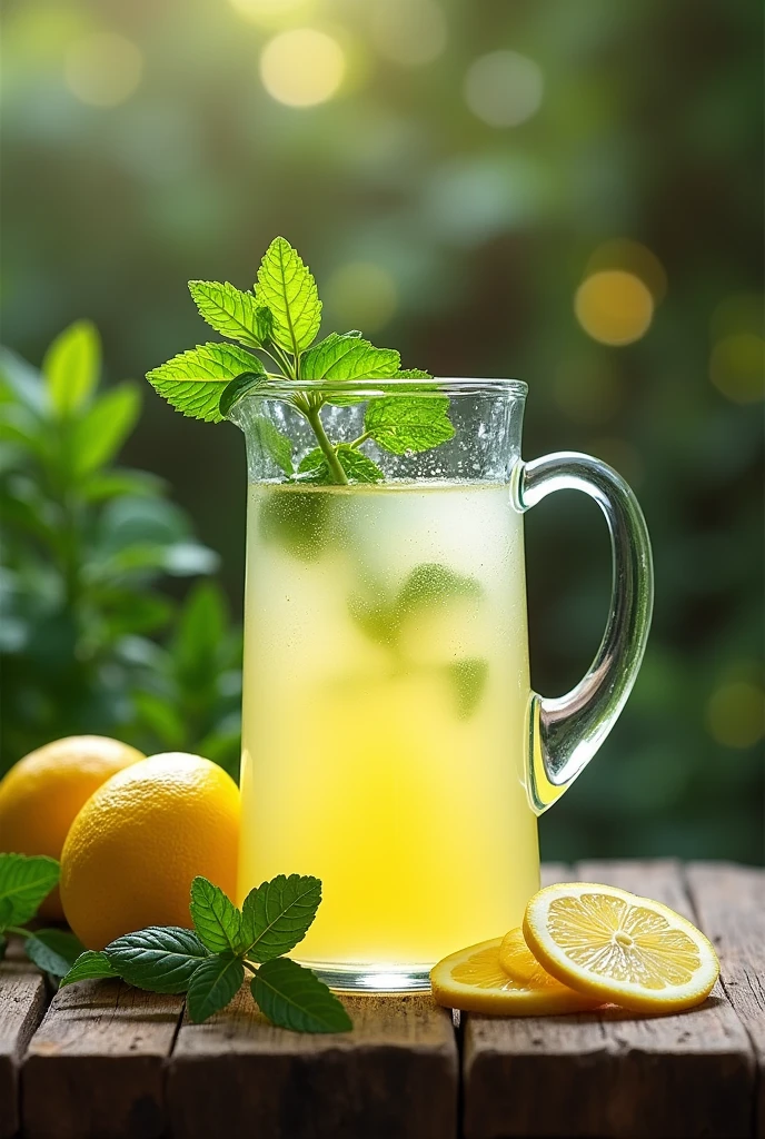 Image:* A refreshing image of a pitcher of mint lemonade with fresh mint leaves and lemon slices, in a natural and serene setting