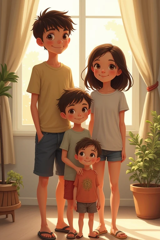 You have four children one tall, another one lower, another small and one chubby 