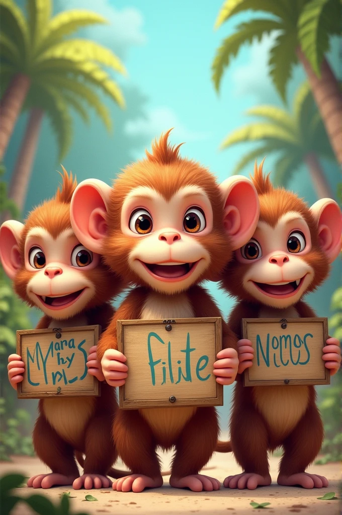 3 monkeys with pogi signs