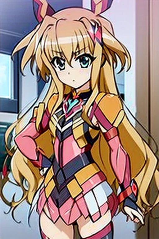 (((Senki Zesshou Symphogear Costume - Heart Hair Ornament)))、White ribbon、1girl