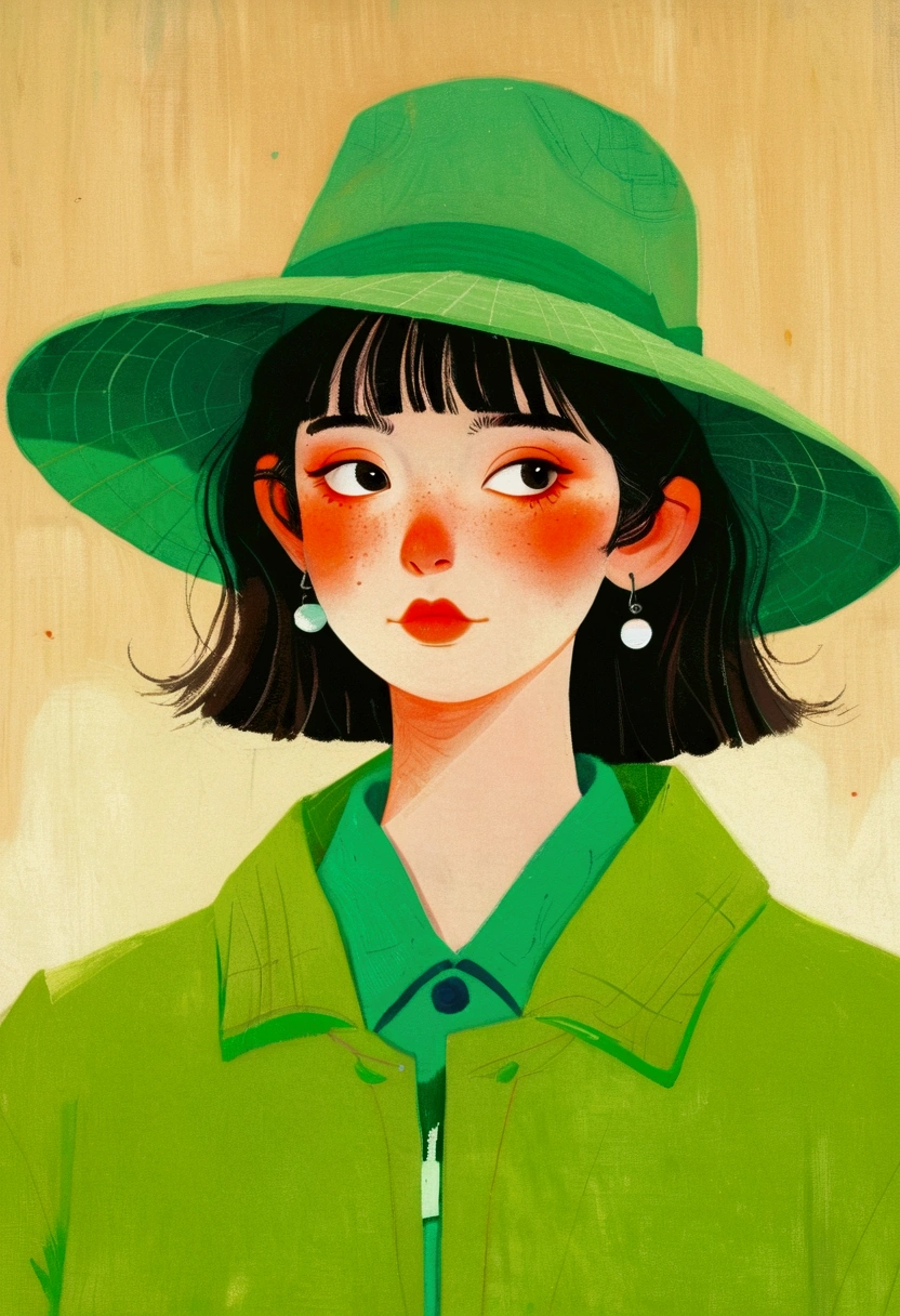 artist,Man in a Green Hat Image、Oil painting of a person wearing a green jacket, The Art of Mathematics by Li Song, cg social hot spots, The Art of Mathematics, Illustration style, Otto Schmidt, High-quality illustrations, Trending on artstration, A beautiful artistic illustration, Illustration Art,Wearing a hat, Ilya Kuvshinov style, Lo-Fi Girl, The Art of Mathematics ilya kuvshinov