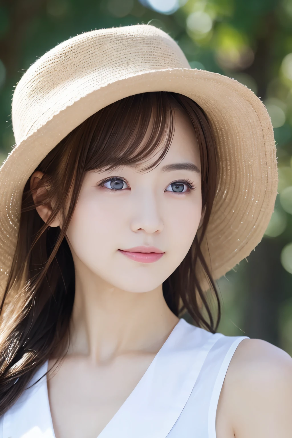 You are a professional photographer。masterpiece、8K、Highest quality, Soft Light, Ultra-high resolution, (Realistic:1.4), RAW Photos,Age 27 、1 Japan, alone, cute、(pupil, Light in your eyes), Natural black eyes、Beautiful face in every detail, (Small box),(High resolution detail of human skin texture)、Postman 、Wear a post office uniform、deliver a letter、post office,Pedalling a bicycle、(Portraiture)、Cleavage、Big Breasts