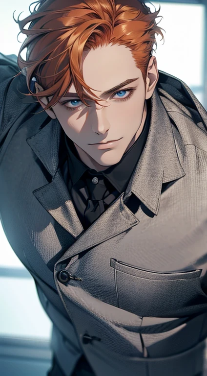 (best quality,4k,8k,highres,masterpiece:1.2),ultra-detailed,(realistic,photorealistic,photo-realistic:1.37),1 man,31 years old,mature man,very handsome,without expression,smile,short grey b
Orange hair,blue eyes,penetrating gaze,perfect face without errors,imposing posture,businessman,office background,cinematic lighting,hdr image