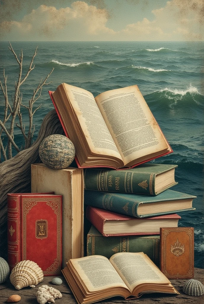 Book collage "unique looking at the sea"