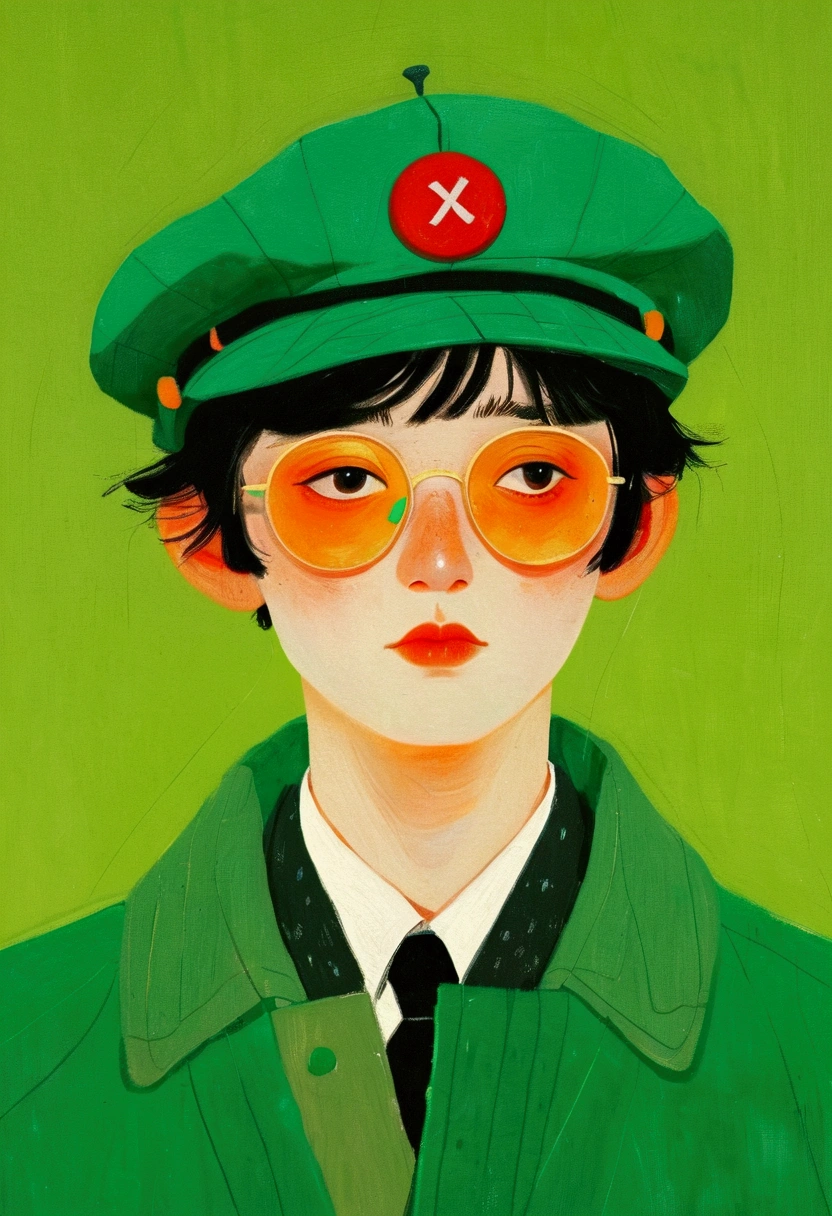 artist,Pictures of a man wearing a green beret、Oil painting of a person wearing a green jacket, The Art of Mathematics by Li Song, cg social hot spots, The Art of Mathematics, Illustration style, Otto Schmidt, High-quality illustrations, Trending on artstration, A beautiful artistic illustration, Illustration Art,Wearing a hat, Ilya Kuvshinov style, Low Fidelity Boy, The Art of Mathematics ilya kuvshinov