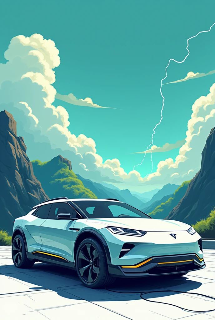 Create a graphic above electric car illustration