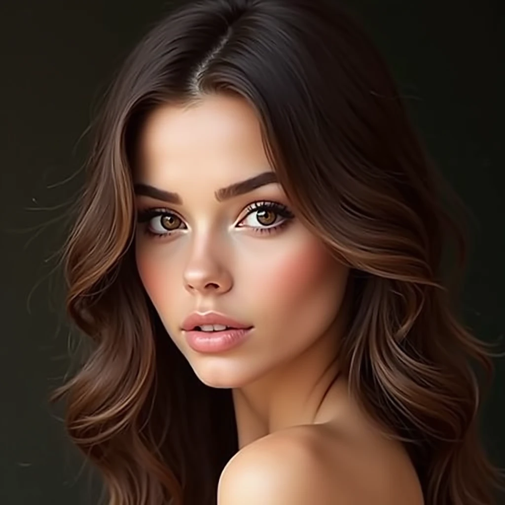 Brunete hazel eyes strong jaw gorgeous cheek bones small nose beautiful bigish lips women