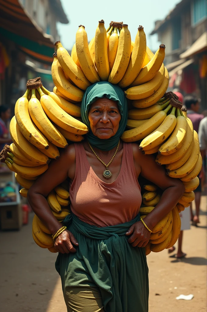 Housewife carries 1 million bananas from the market, very detail extra photo