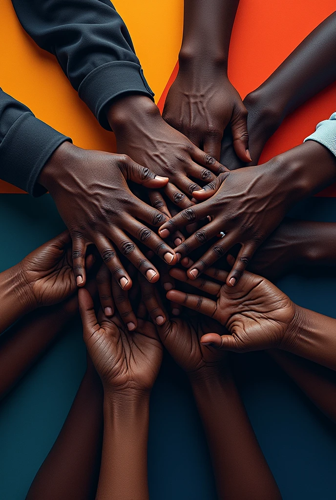 Je veux une image de regroupement de plusieurs mains . Encore plus de mains. Je veux rien que des mains noirs. Encore une autre image. Je veux que les mains soient les une sur les autres et je ne veux pas que l'image soit en blanc noir.