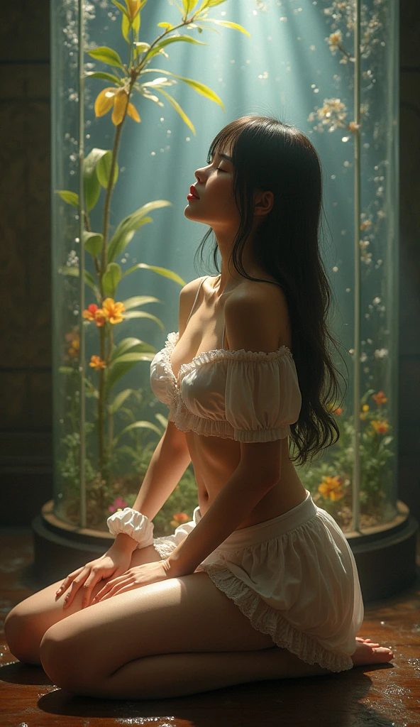 Browsing Caution、最high quality、high quality、Best image quality、8K、最High resolution、High resolution、最high quality、masterpiece、RAW Photos、whole body写真、Detailed and realistic human body、Detailed and realistic skin、Realistic face in every detail、Detailed and realistic eyes、Detailed and realistic lips、Detailed and realistic teeth、Detailed and realistic ears、Detailed and realistic hair、Realistic reproduction of every detail、((Beautiful Hands(thumb1、reference4))、Realistic feet down to the last detail、Realistic breasts down to the last detail、Realistic areola down to the last detail、Realistic nipples down to the last detail、Realistic pussy down to the last detail、Realistic vagina down to the last detail、((Realistic pubic hair down to the last detail:1.3))、((Beautiful Japanese Girl))、(Japanese Model)、 ((18 year old beautiful girl))、(Black Hair)、(Random Hairstyles)、((whole body))、((Slim and perfect figure))、(Beautiful and firm breasts)、(whole body光沢肌、Fair skin)、(Full nudity)、(All Nude)、((Girl trapped in a glass bottle))、((Highly transparent glass bottle(Girl in a glass bottle))、((彼女のwhole bodyがすっぽりと入る大きなガラス瓶))、((Inside the Rooms(A glass bottle containing a girl is placed on the desk))