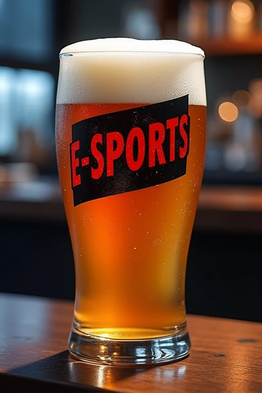 Personalized beer glass with the inscription CACHACEIROS E-SPORTS in black and red colors 