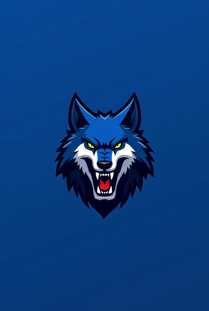 Make me a logo with a wolf for a blue sports team.