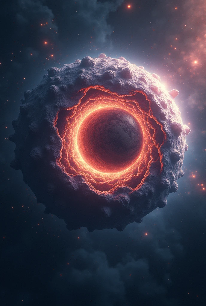 In outer space there is a planet imploding an animated image