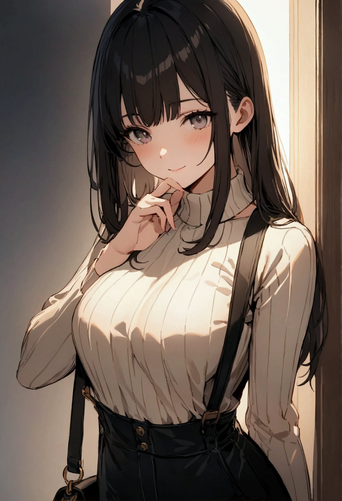 (masterpiece:1.2, best quality), 1lady, Yoru, solo, photorealistic, upper body, small breasts, focus on face, realistic, pastel painting, powerful, intelligent, sensual, detailed eyes ( intimidating look, Brown eyes ) well detailed, black hair, hair tied, hair tied at the end, red ribbon on the hair, best CG, open shirt, white bra, perfect body, white panties