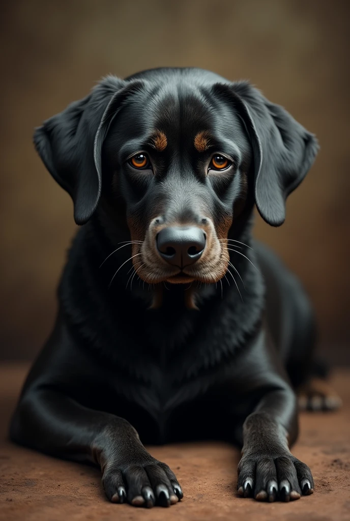 Distemper disease black dog with coffee