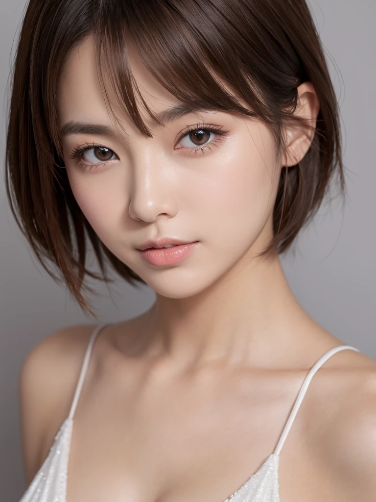 masterpiece、Highest quality、High resolution、アメリカンshort hairの子猫と戯れる美女、Tabletop、wallpaper、Realistic、Bright lighting、Professional Lighting、Face Light、Smooth lighting、Japanese women、Adult female、Beautiful woman、The actress appears、gravure、sexy、so beautiful、Beautiful Skin、Beautiful and detailed、Detailed face、slim、Small breasts、short hair、Brunette Hair、Brown eyes、Looking into the camera、Party Dresses