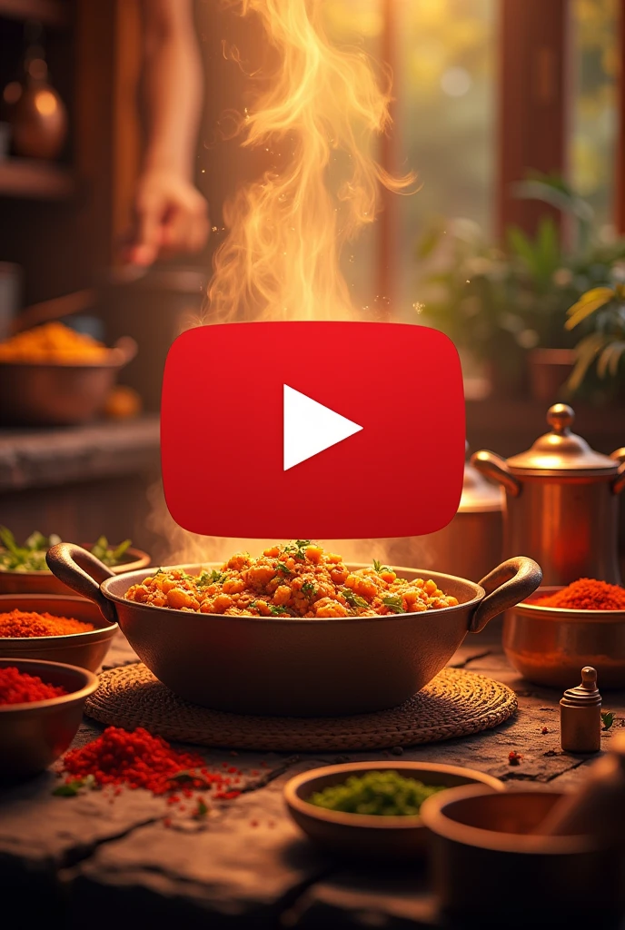YouTube logo on indian cooking