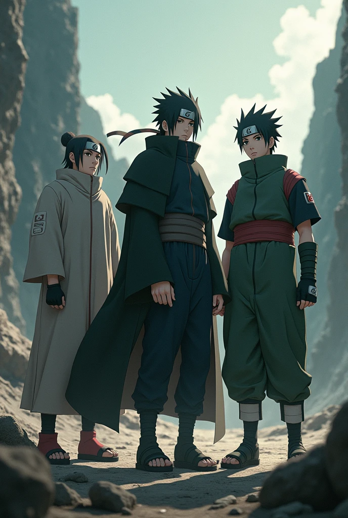 Sakumo Hatake and Minato Namikaze with Fugaku Uchiha with Hiruzen Sarutobi