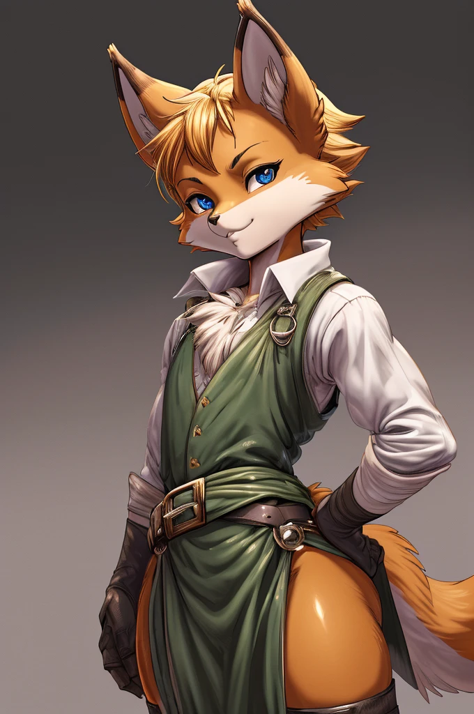 fox, furry male anthro,HD,sharp,boy ((anthro)),1boy,boy,young boy,(look at viewer) ,(perfect eyes),((brown skin)),(beige skin),ltfoxvixen,black eyes,by dr comet,by pochincoff, by jlullaby,by kingbang,by obui,by ZeroQrisu,by sparrow,by gmeen,Thief,farmer outfit,((simple background)),(gray background)