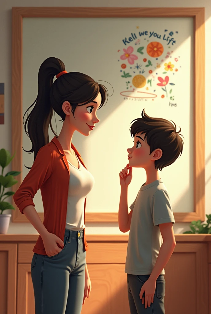 A teacher instructing their student to look at themselves in the mirror ...