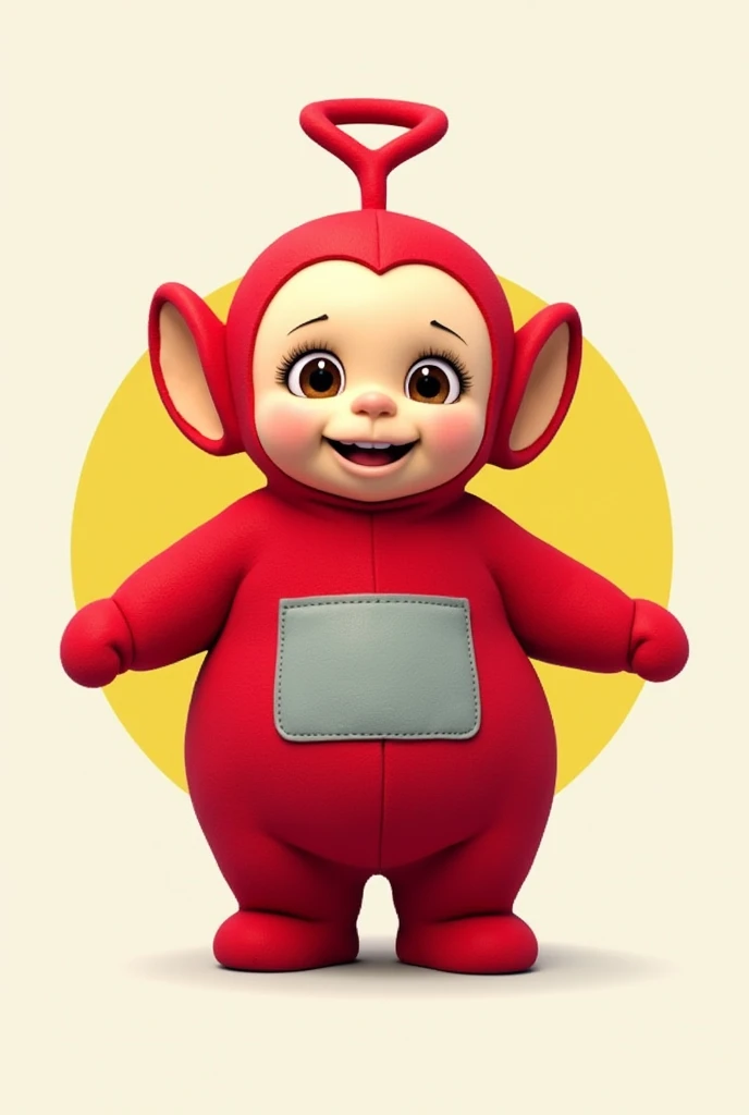 Create a badge with the red Teletubby