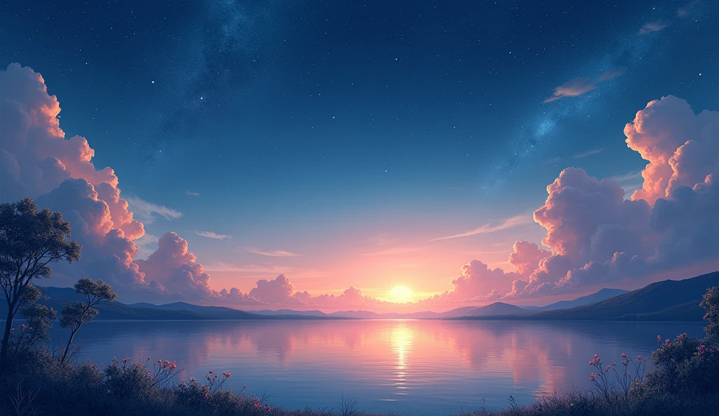 starry skies or sunsets, that convey peace and reflection.