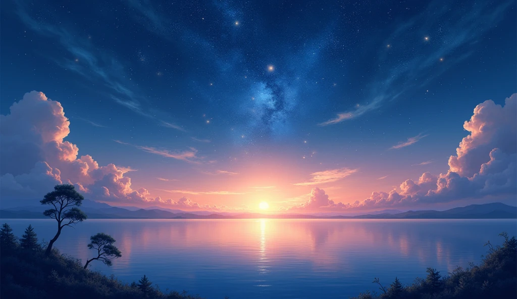 starry skies or sunsets, that convey peace and reflection.