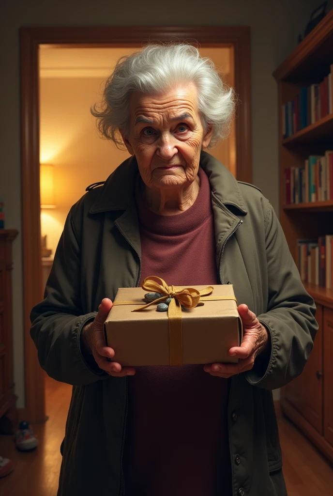 Grandmother took the gift given by him with stones in her hand and swept it out of the house.