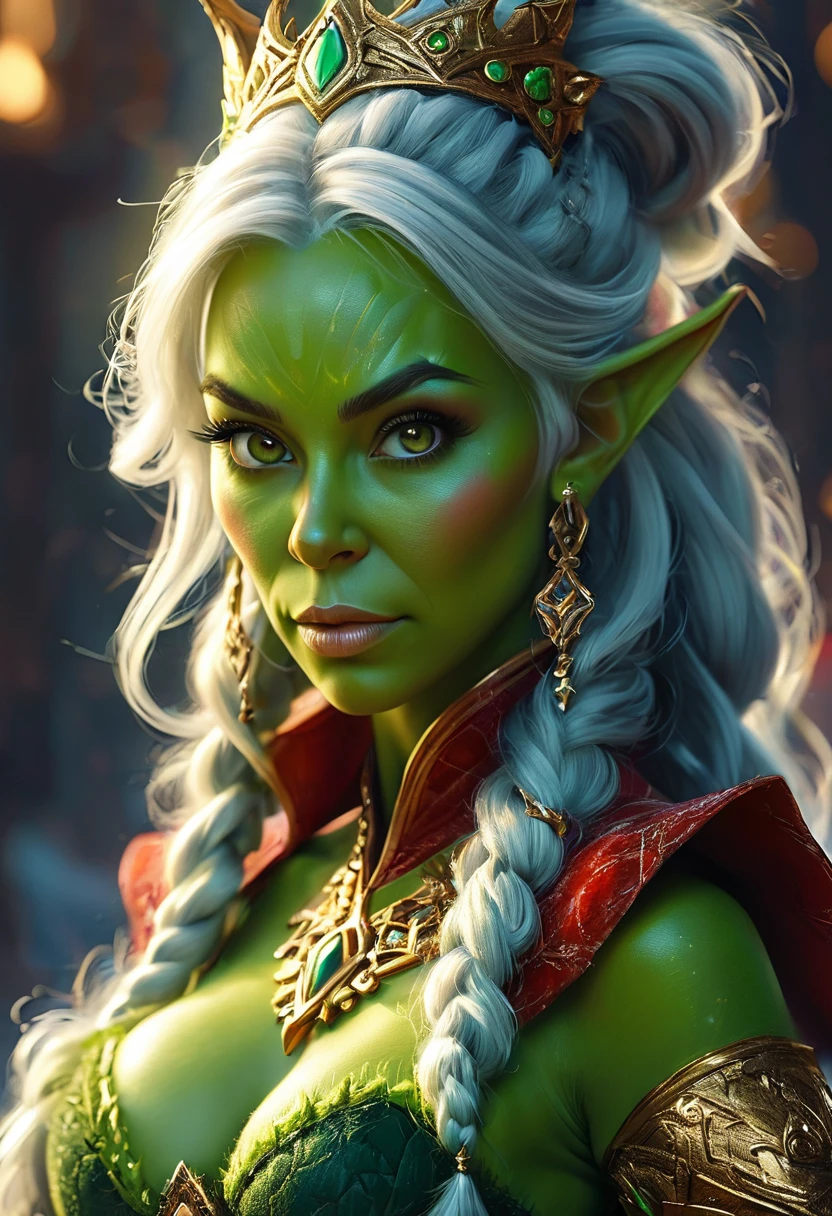 Anthropomorphic female grinch mage. Official Art – Charecter profile. An Award-Winning Digital Masterpiece In 4K Ultra HD, Extreme Detail And Intricate Realism. Symmetrical Face. This Concept Art Brought To Life By The Hands Of Artists Like Wlop & Artgerm In A Stunning 2D Vector Illustration.Background Is A Panoramic Vista. Kim Kardashian