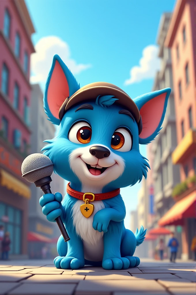 Make a blue cute dog reporter