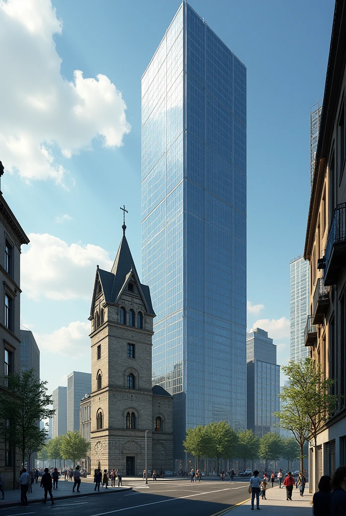 Big tower next to a small tower 