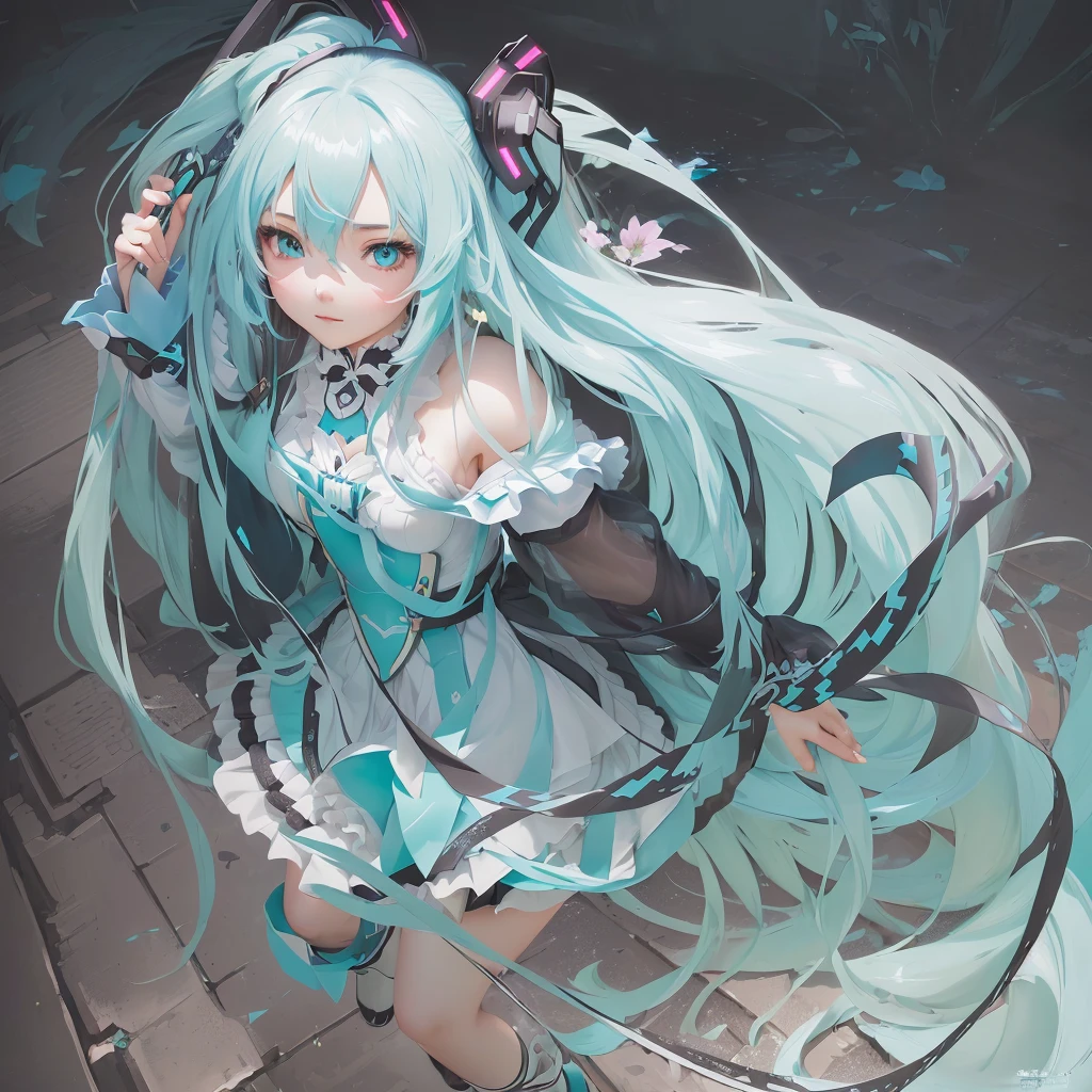 anime girl with long hair and blue eyes holding a sword, portrait of hatsune miku, hatsune miku portrait, hatsune miku, digital art on pixiv, zerochan art, miku, trending on artstation pixiv, mikudayo, pixiv contest winner, anime girl with teal hair, pixiv, guweiz on pixiv artstation