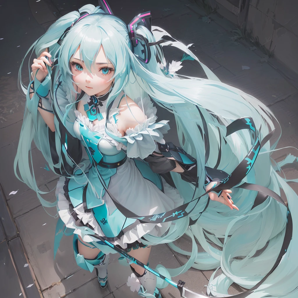 anime girl with long hair and blue eyes holding a sword, portrait of hatsune miku, hatsune miku portrait, hatsune miku, digital art on pixiv, zerochan art, miku, trending on artstation pixiv, mikudayo, pixiv contest winner, anime girl with teal hair, pixiv, guweiz on pixiv artstation