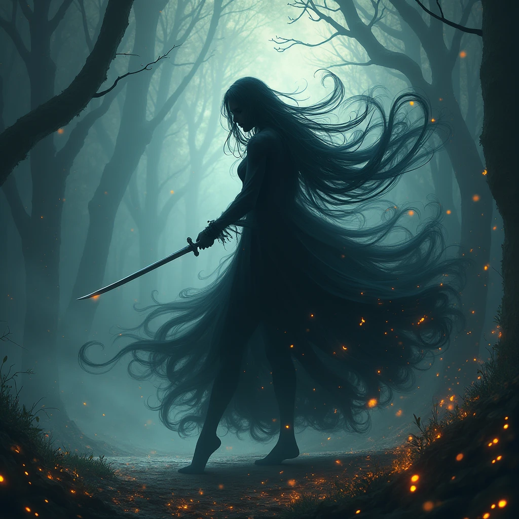 Highest quality, masterpiece, Ultra-high resolution, (Photo Real:1.4), Surrealism, dream-like,Fusion Art, Shadow Dancer, Shadow magic, Control of Darkness, stealth, Shadow Step, Umbral spell, Hidden Blade,