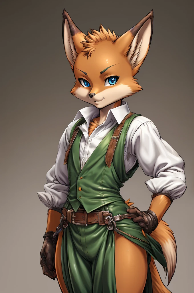 fox, furry male anthro,HD,sharp,boy ((anthro)),1boy,boy,young boy,(look at viewer) ,(perfect eyes),((brown skin)),(beige skin),ltfoxvixen,black eyes,by dr comet,by pochincoff, by jlullaby,by kingbang,by obui,by ZeroQrisu,by sparrow,by gmeen,Thief,farmer outfit,((simple background)),(gray background)