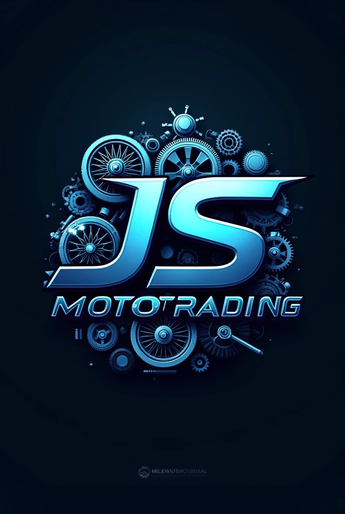 Logo named JS MOTO TRADING, color blue, background is different motor
