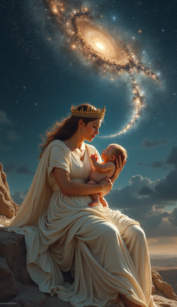 When she woke up and realized she was nursing another's child, Hera pushed him away, and the spilled milk spread across the sky, forming the Milky Way.