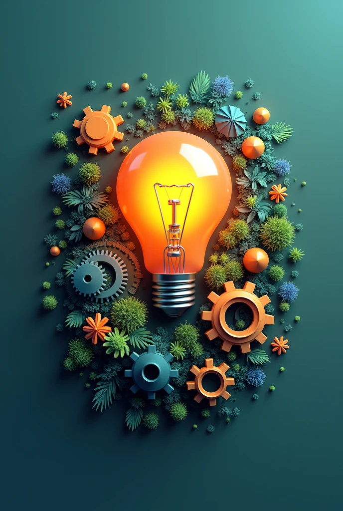 Create a 3D logo for a Nature 
Studio  channel. The logo should convey innovation, creativity, and entrepreneurship. Use vibrant colors to represent energy and enthusiasm. The design should include elements like a lightbulb, gears, or abstract shapes that symbolize ideas and growth. Ensure the logo has a modern and professional look, suitable for digital platforms.