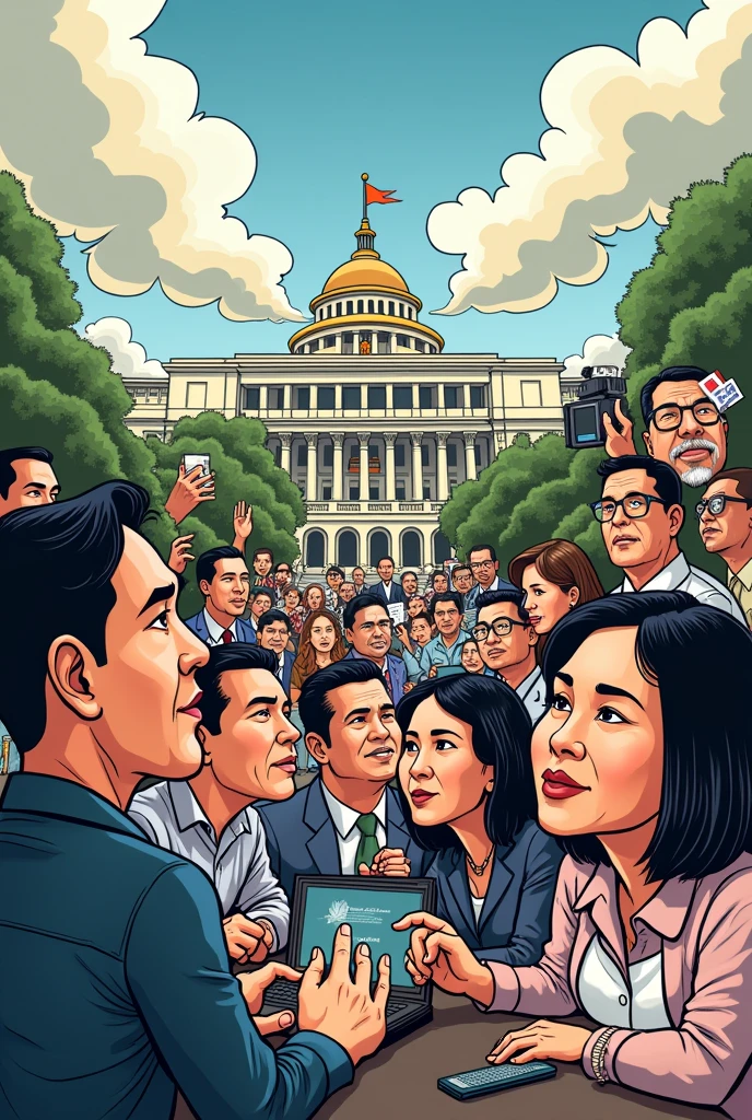 a cartoon about how philippine media their roles in this democratic country.