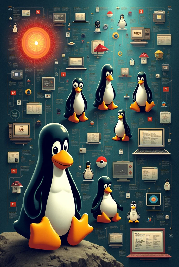 An image that summarizes the history of Linux