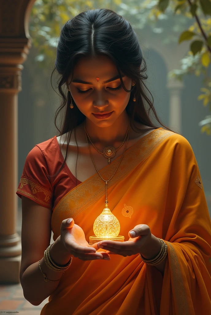 When she looked, she found a piece of gold stuck in the pallu of her saree. 
